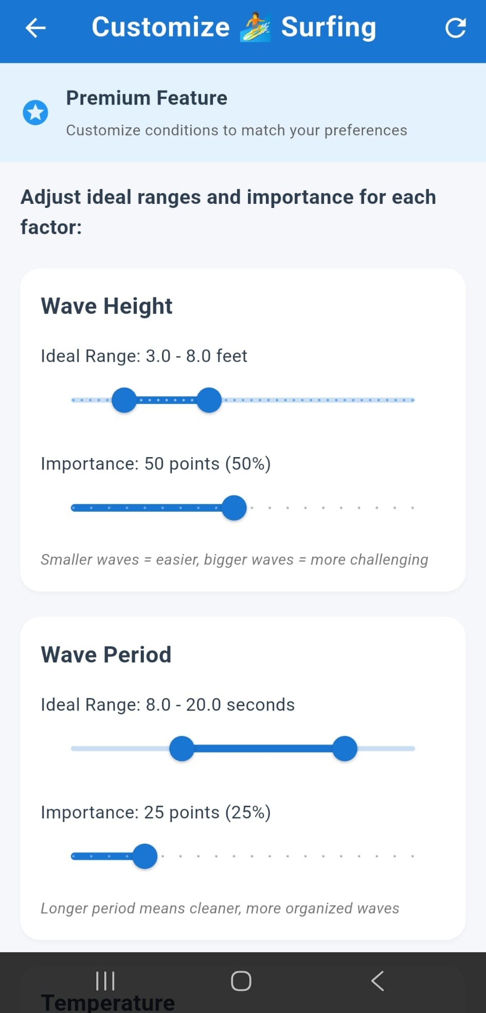 Customize Activity - Set your ideal conditions